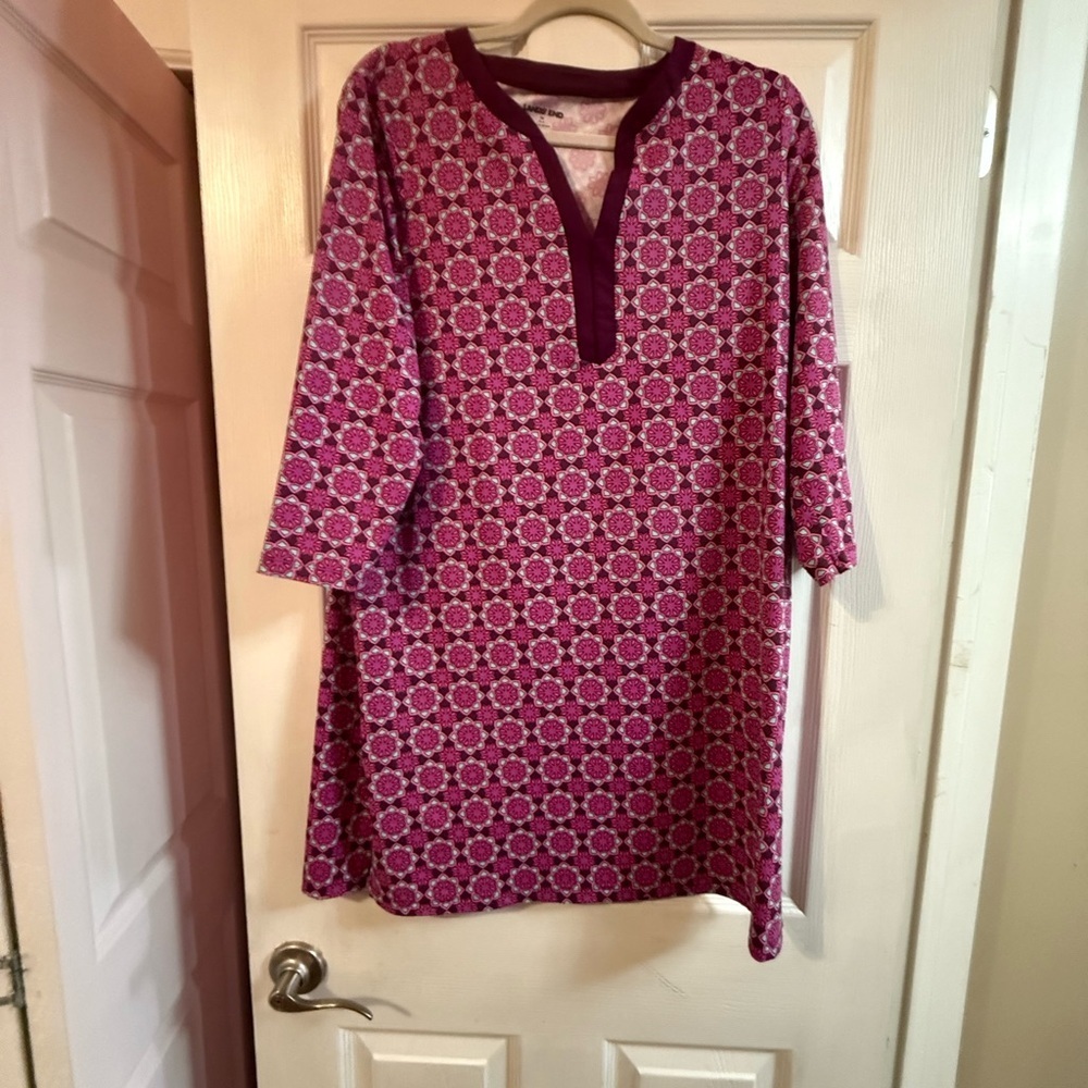 Lands' End Pink and Purple Patterned Dress